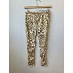 Joyfolie Mia Joy Gold Juno Sequin leggings Pants Size 8 GB13